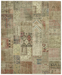 Razik Multi-Colour Patchwork Wool Hand-Woven Beige Rug 250x300 cm