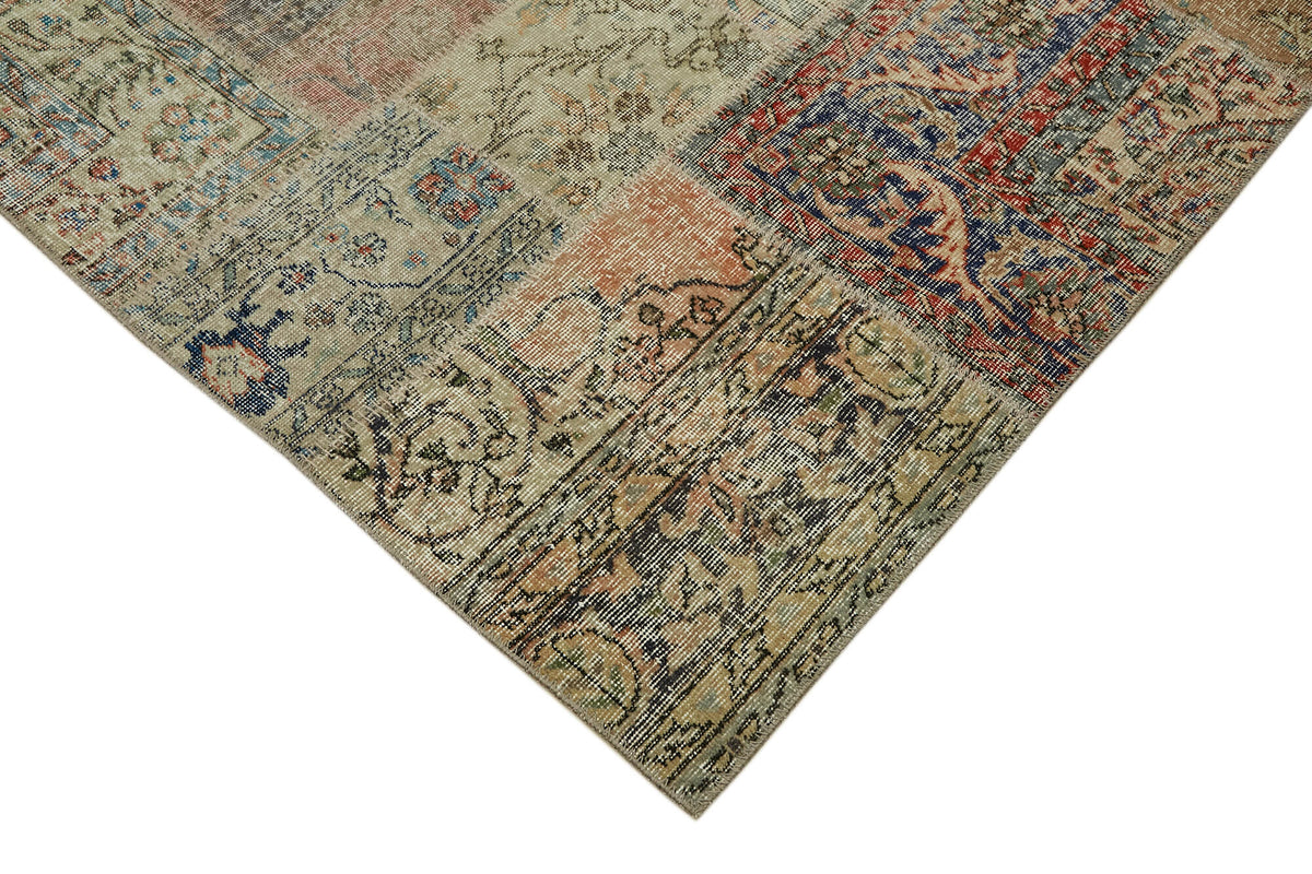 Razik Çok Renkli Patchwork Yün El Dokuma Bej Halı 250x300 cm – detay görünümü