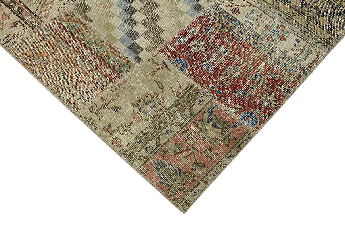 Razik Kırmızı Eskitme Halı Modern Patchwork 250x296 cm 43192 – detay görünümü