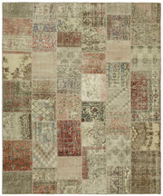 Razik Bej Pembe Gri Modern Patchwork Yün Halı 250x300 cm