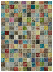 Ruzim Çok Renkli Geometrik Desenli Patchwork El Dokuma Halı 260x344 cm