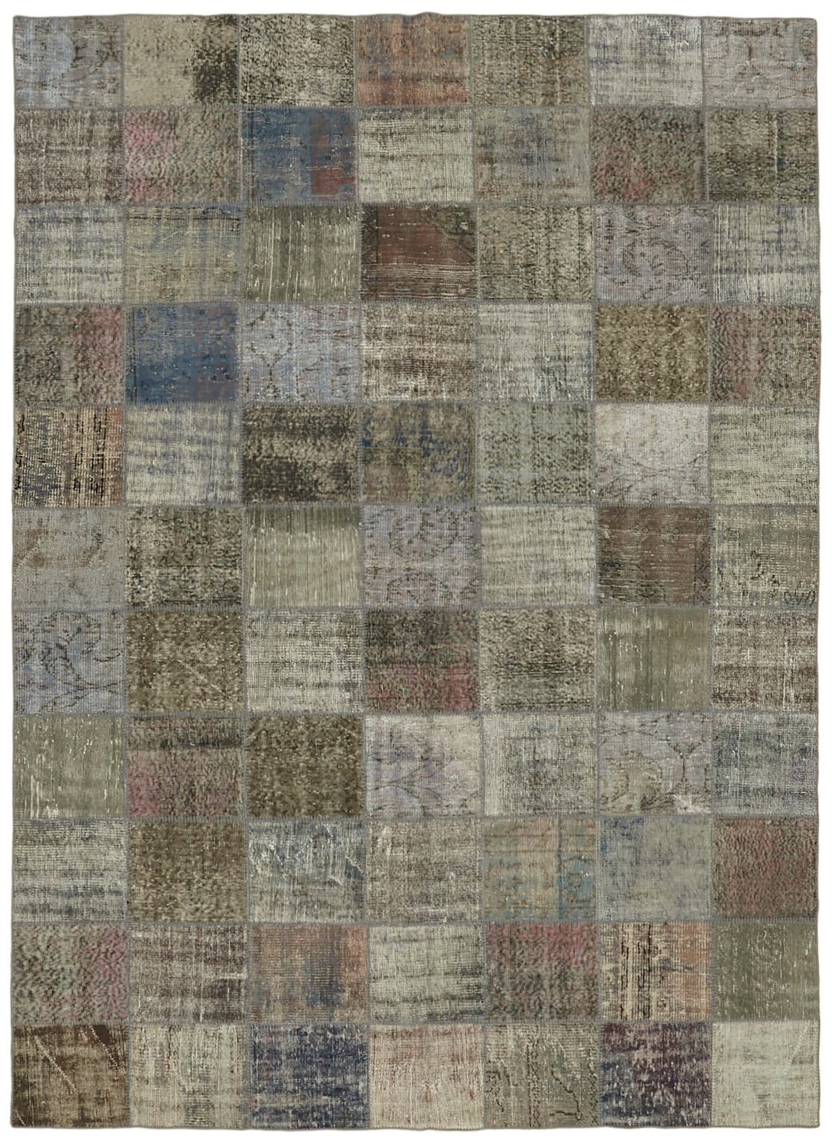Ruzim Gri Çok Renkli Geometrik Patchwork El Dokuma Halı 248x337 cm