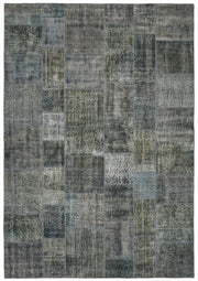 Ruzim Antrasit Gri Modern Geometrik Pamuk Yün El Dokuma Halı 250x350 cm