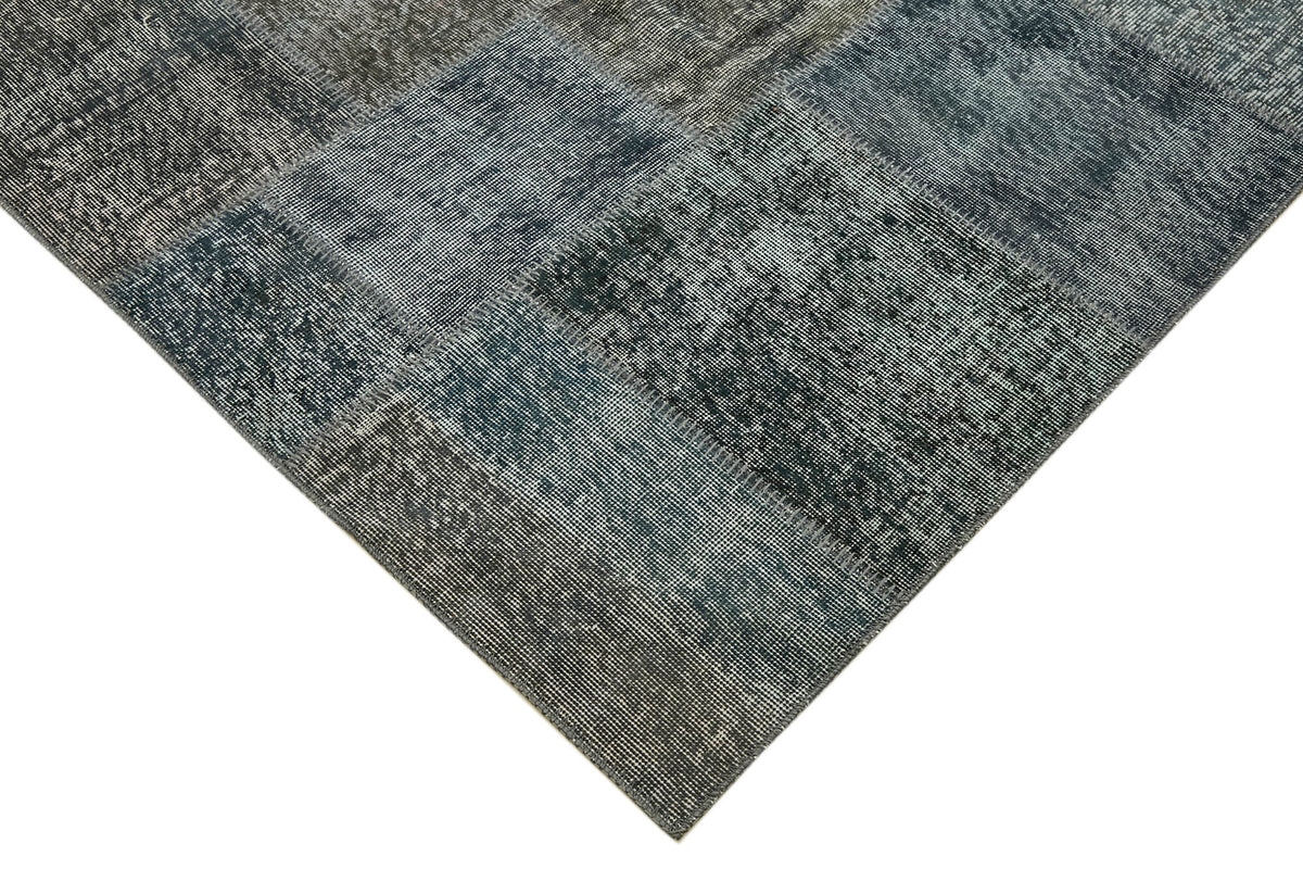 Ruzim Antrasit Gri Modern Geometrik Pamuk Yün El Dokuma Halı 250x350 cm – detay görünümü