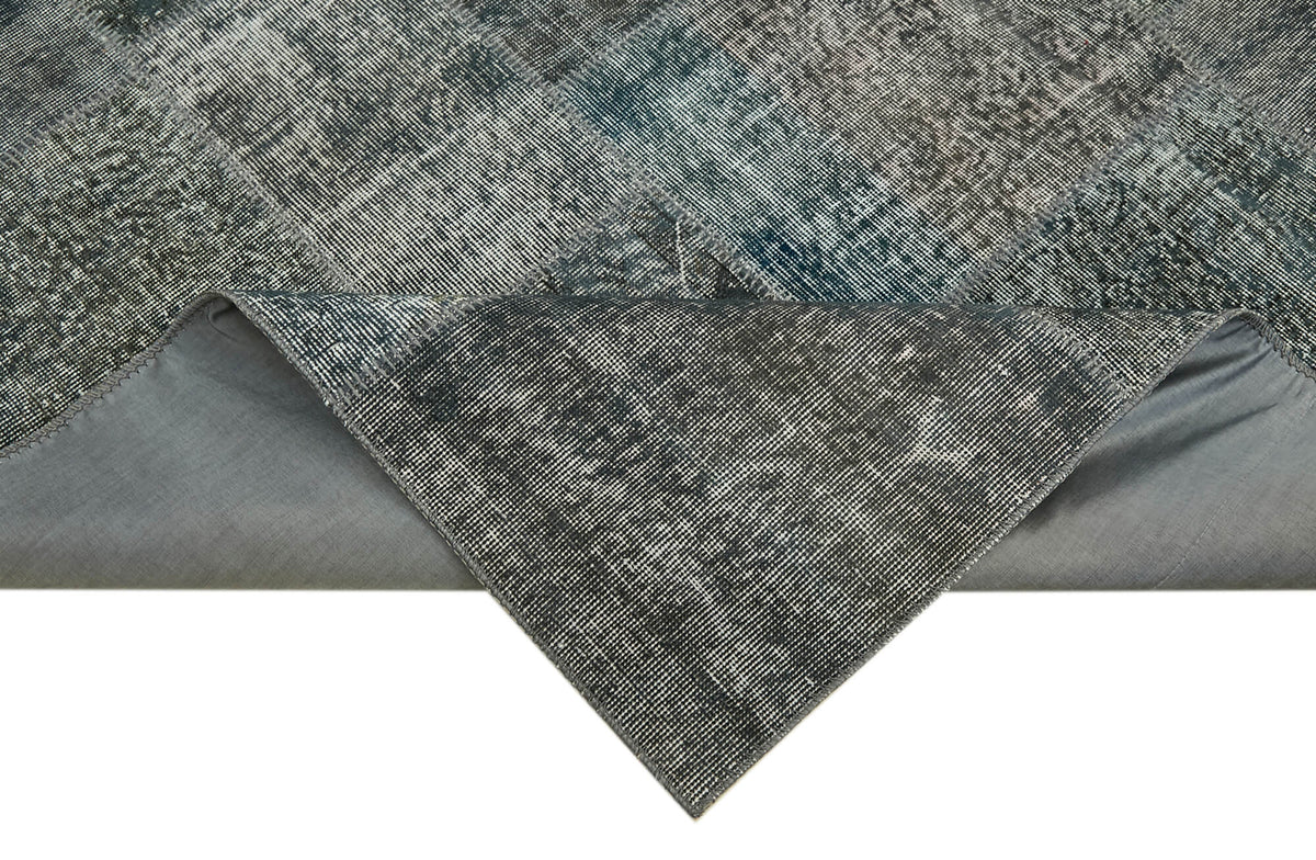 Ruzim Antrasit Gri Modern Geometrik Pamuk Yün El Dokuma Halı 250x350 cm – kenar detayı