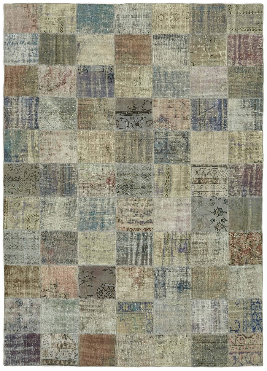 Ruzim Bej Halı Geometrik Desenli Patchwork 250x340 cm