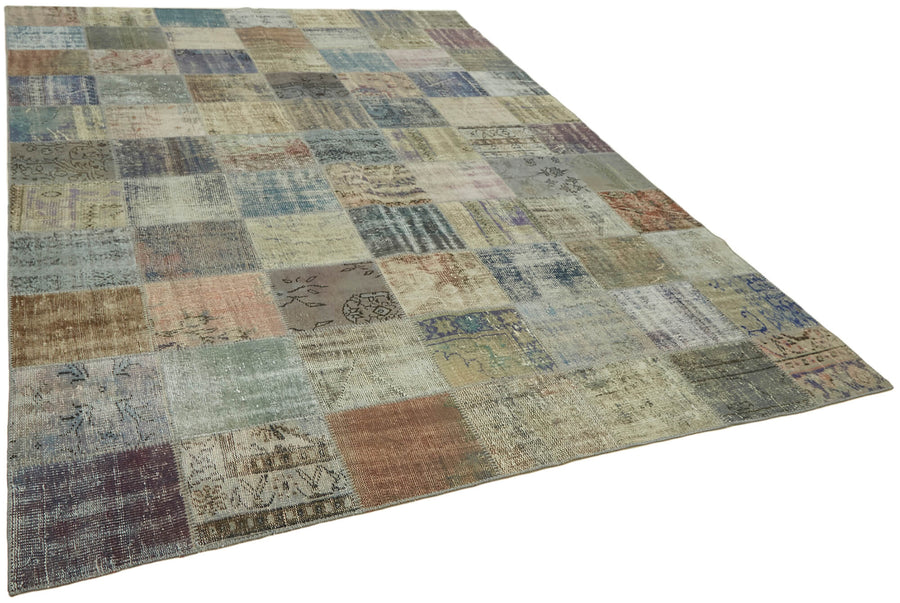 Ruzim Bej Halı Geometrik Desenli Patchwork 250x340 cm – genel görünüm