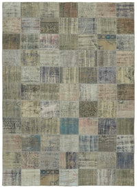 Ruzim Gri Bej Patchwork Modern El Dokuma Halı 251x340 cm