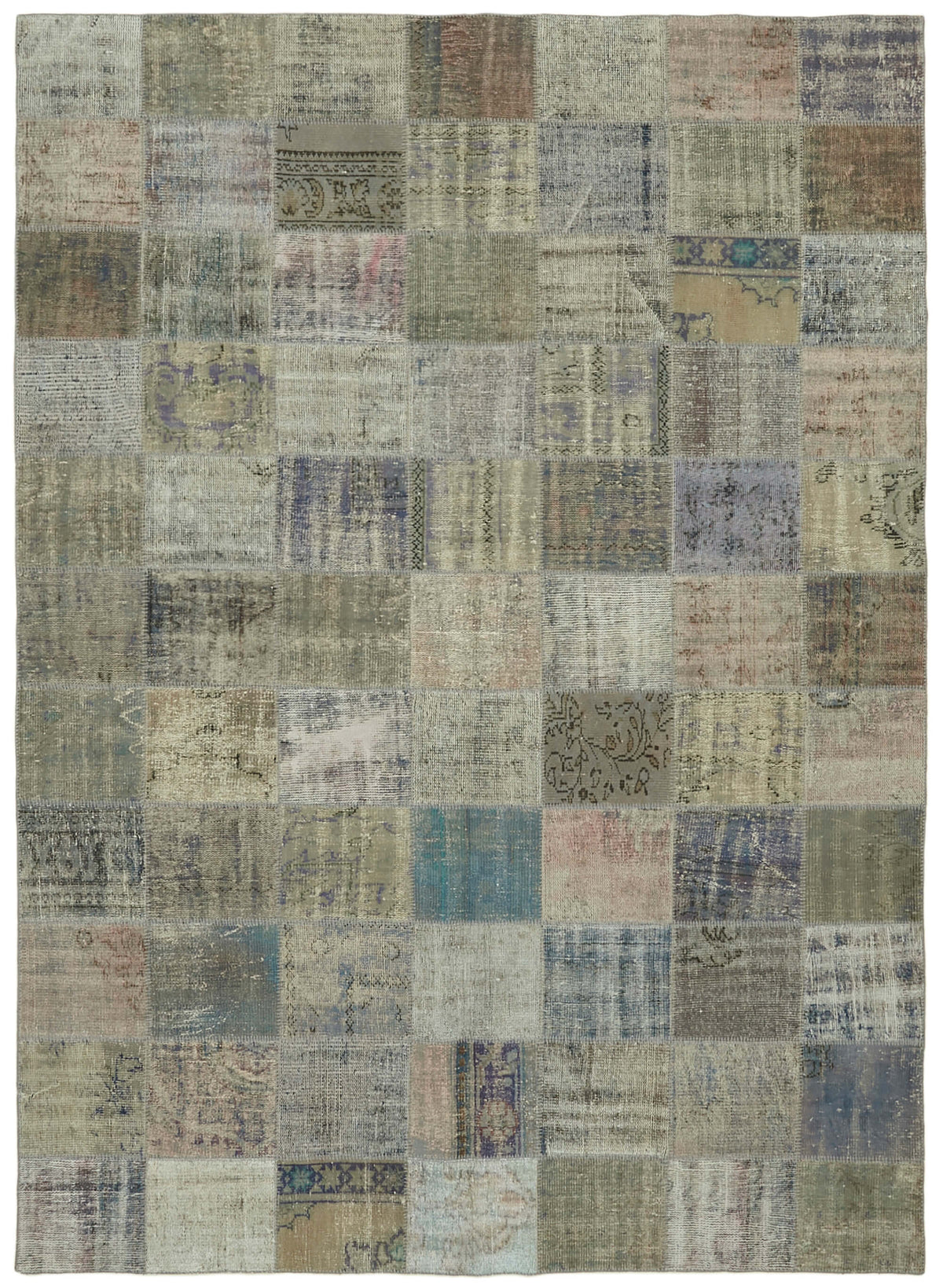 Ruzim Gri Bej Patchwork Modern El Dokuma Halı 251x340 cm