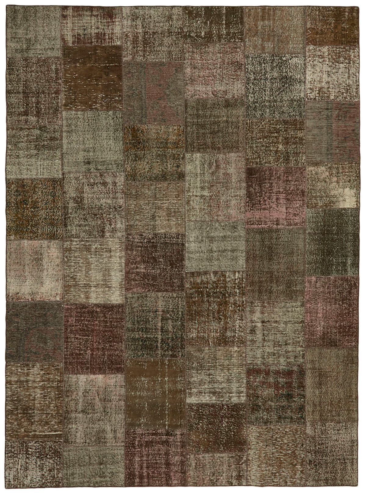 Kivra Kahverengi Gri Geometrik Eskitme El Dokuma Halı 300x400 cm