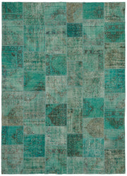 Kivra Patchwork Turkuaz Gri Geometrik Eskitme Halı 298x400 cm 43297