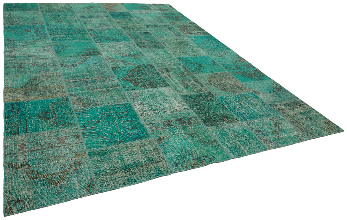 Kivra Patchwork Turkuaz Gri Geometrik Eskitme Halı 298x400 cm 43297 – genel görünüm