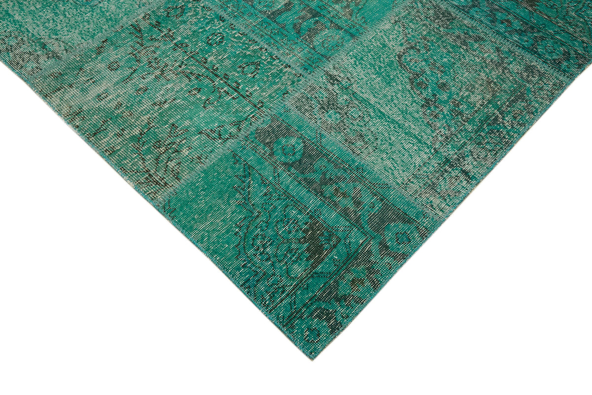 Kivra Patchwork Turkuaz Gri Geometrik Eskitme Halı 298x400 cm 43297 – detay görünümü