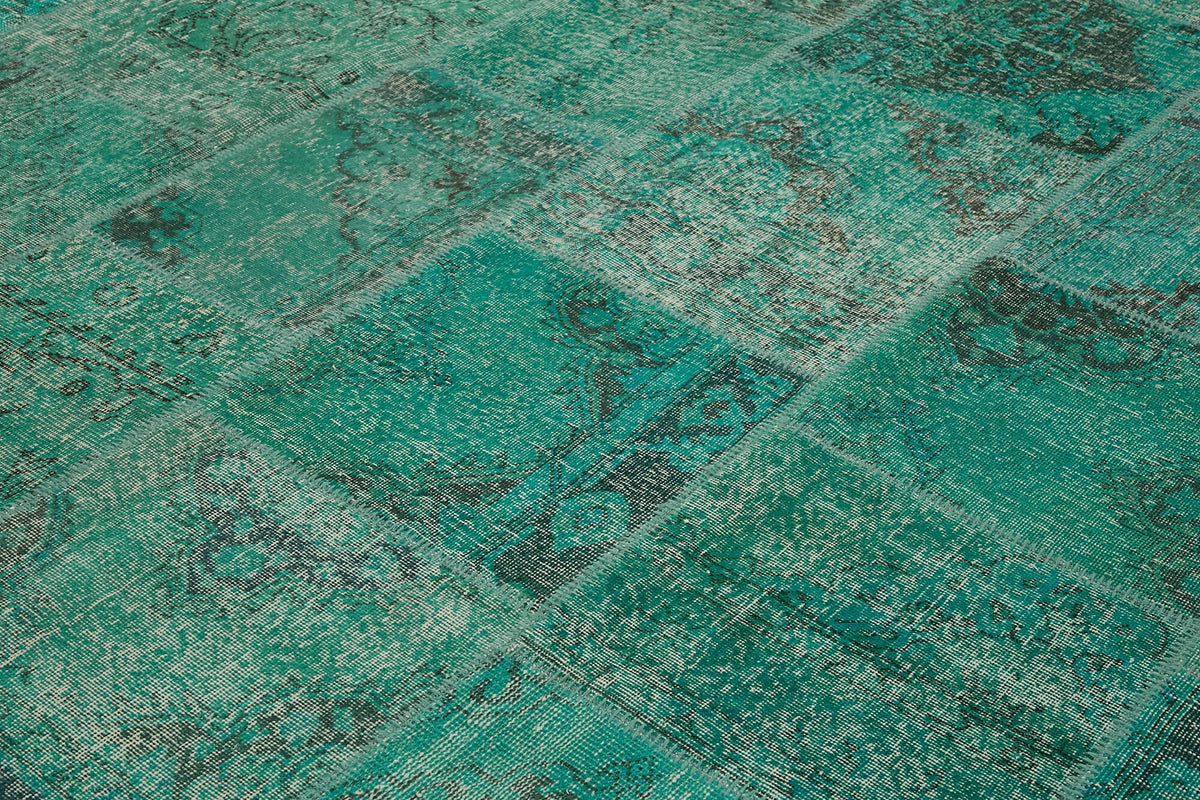 Kivra Patchwork Turkuaz Gri Geometrik Eskitme Halı 298x400 cm 43297 – mekânda kullanım