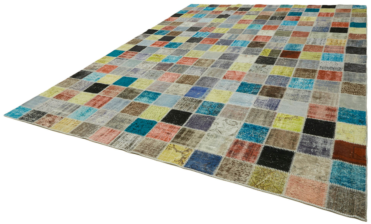 Kivra Çok Renkli Geometrik Desenli Düz Dokuma Yün Halı 300x408 cm – doku yakın çekim