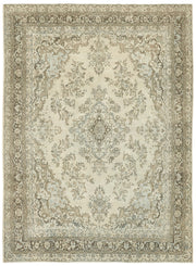 Rusvo Bej ve Açık Kahverengi Madalyonlu Vintage Yün Halı 305x400 cm