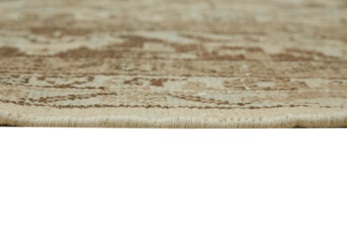 Rusvo Bej ve Açık Kahverengi Madalyonlu Vintage Yün Halı 305x400 cm – farklı açı