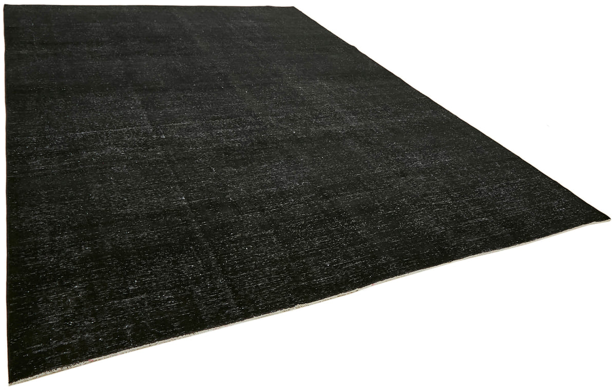 Zelko Overdyed Düz Siyah Gri Vintage El Dokuma Halı 291x400 cm 43350 – genel görünüm