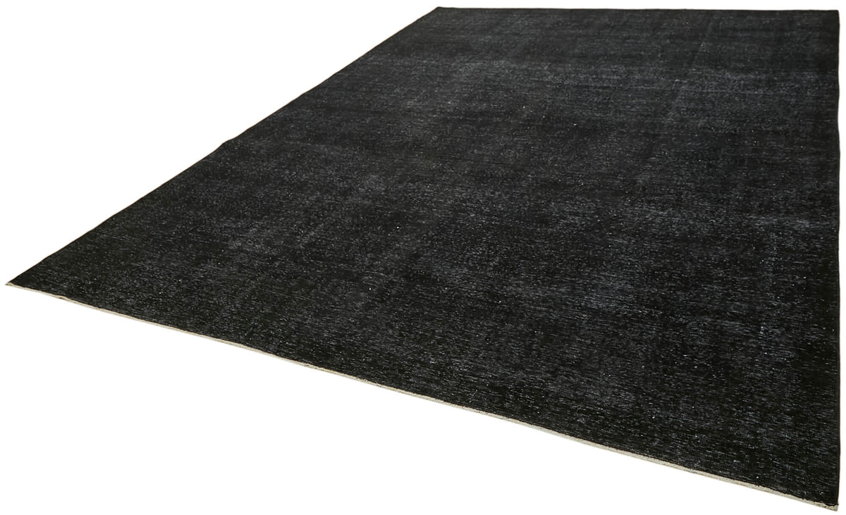 Zelko Overdyed Düz Siyah Gri Vintage El Dokuma Halı 291x400 cm 43350 – doku yakın çekim