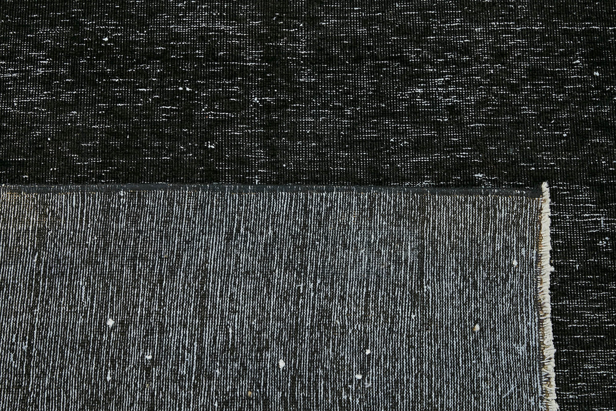 Zelko Overdyed Düz Siyah Gri Vintage El Dokuma Halı 291x400 cm 43350 – arka yüz görünümü