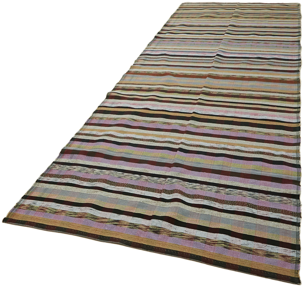 Kadex Çok Renkli Çizgili Modern Dokuma Kilim 151x441 cm 43453 – doku yakın çekim