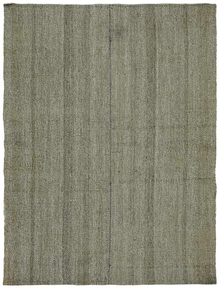 Kadex Gri Bej Düz Modern Yün Pamuk El Dokuma Kilim 194x255 cm