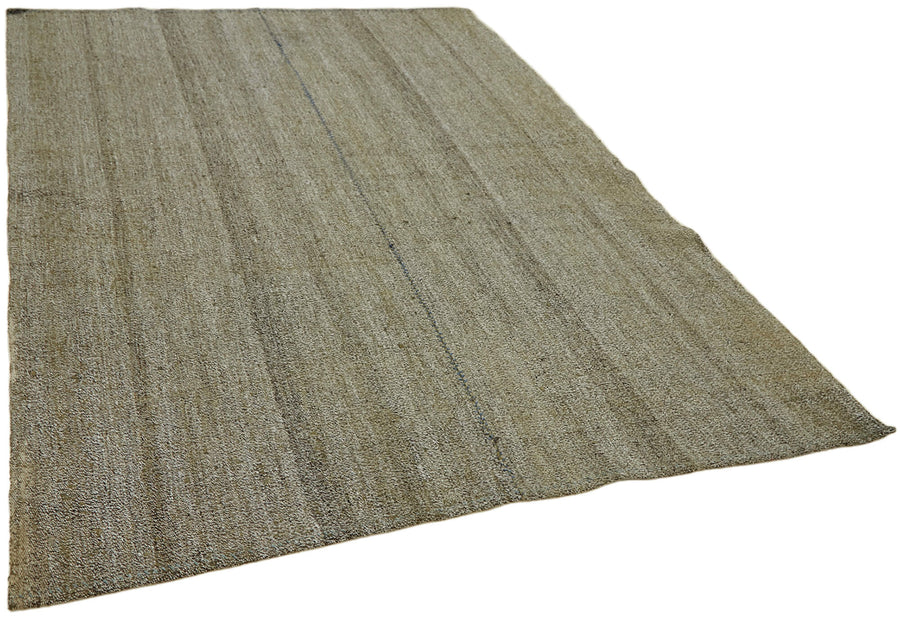 Kadex Gri Bej Düz Modern Yün Pamuk El Dokuma Kilim 194x255 cm – genel görünüm