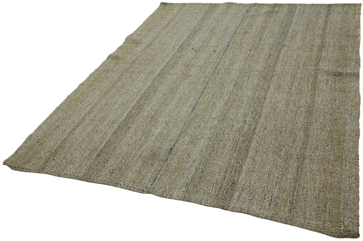Kadex Gri Bej Düz Modern Yün Pamuk El Dokuma Kilim 194x255 cm – doku yakın çekim