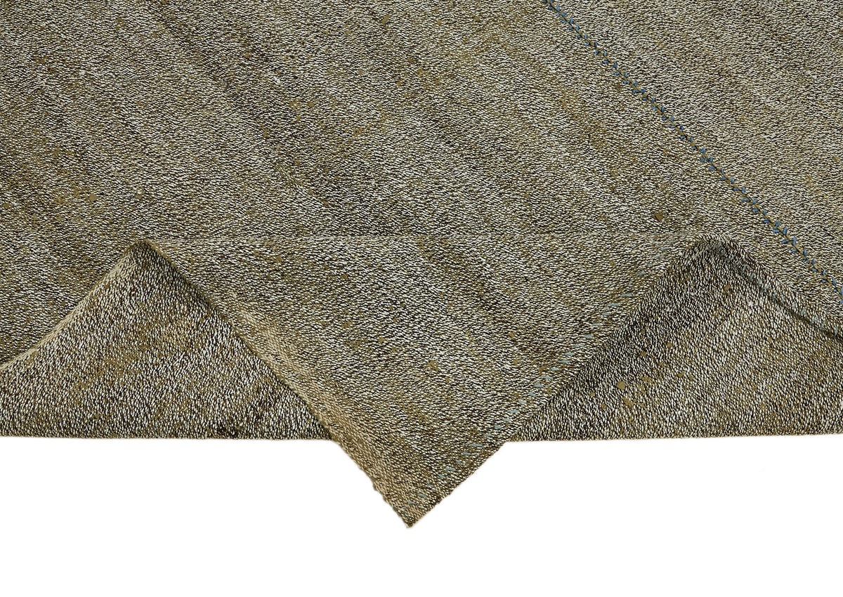 Kadex Gri Bej Düz Modern Yün Pamuk El Dokuma Kilim 194x255 cm – kenar detayı