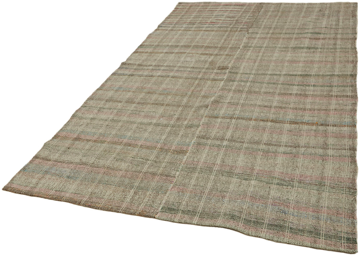 Kadex Çizgili Dokuma Modern Chaput Kilim Bej ve Pembe 180x295 cm – doku yakın çekim