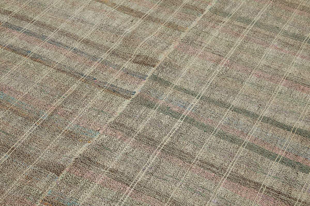 Kadex Çizgili Dokuma Modern Chaput Kilim Bej ve Pembe 180x295 cm – mekânda kullanım