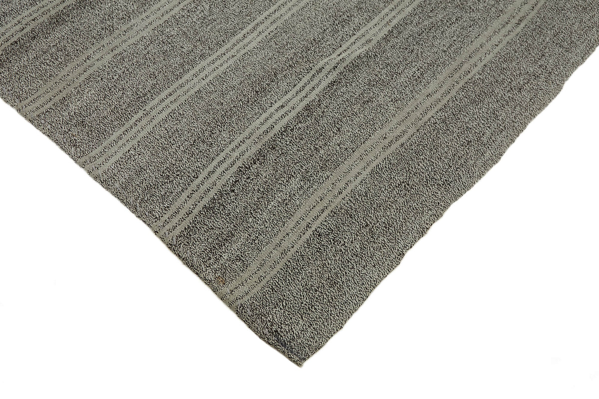 Kadex Antrasit ve Bej Çizgili Yün ve Pamuk Modern Kilim 220x285 cm – detay görünümü