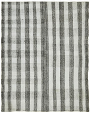 Kadex Çizgili Modern Kilim Kirli Beyaz ve Antrasit Gri 198x248 cm