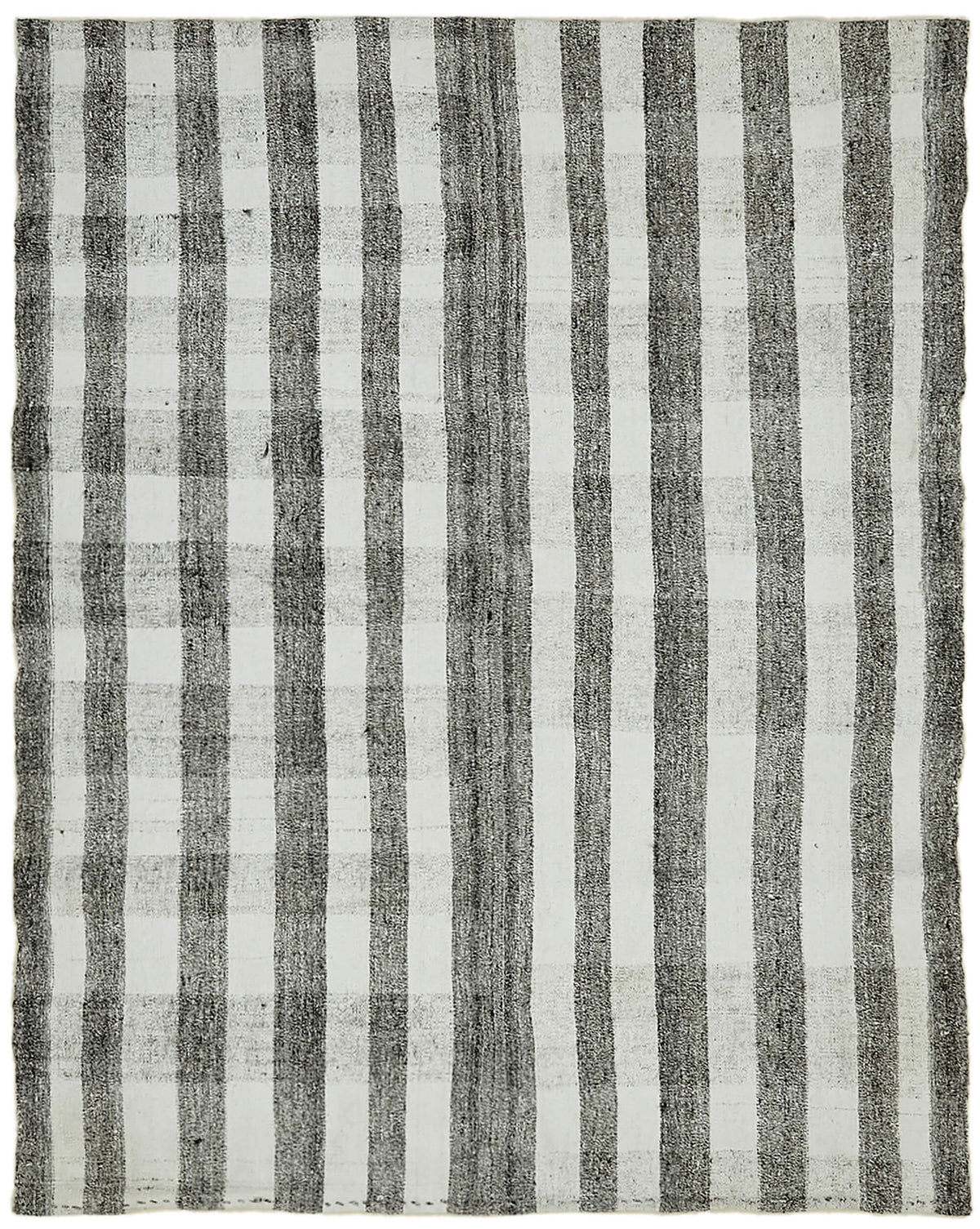 Kadex Çizgili Modern Kilim Kirli Beyaz ve Antrasit Gri 198x248 cm