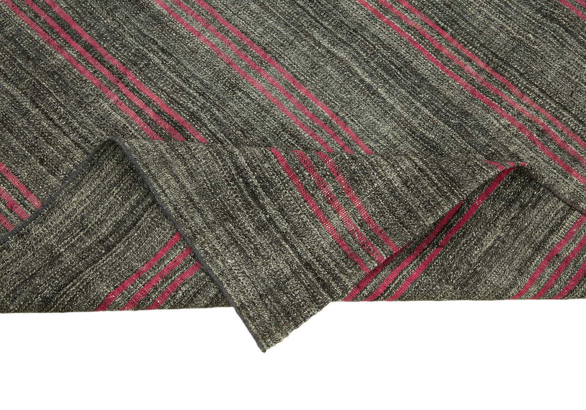 Kadex Chaput Kilim Gri Çizgili Modern Dokuma Kilim 180x204 cm 43488 – kenar detayı
