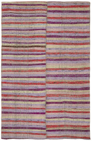 Kadex Krem Bej Çizgili Pamuk Yün Modern Kilim 200x308 cm