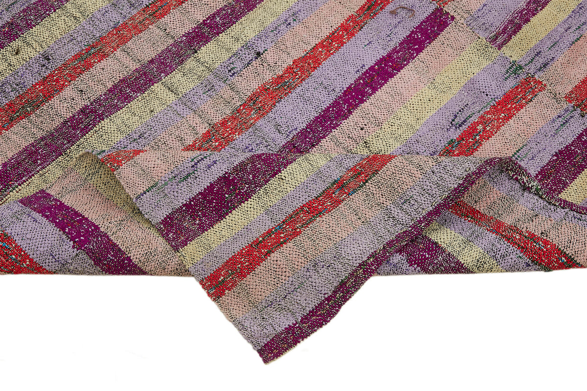 Kadex Krem Bej Çizgili Pamuk Yün Modern Kilim 200x308 cm – kenar detayı