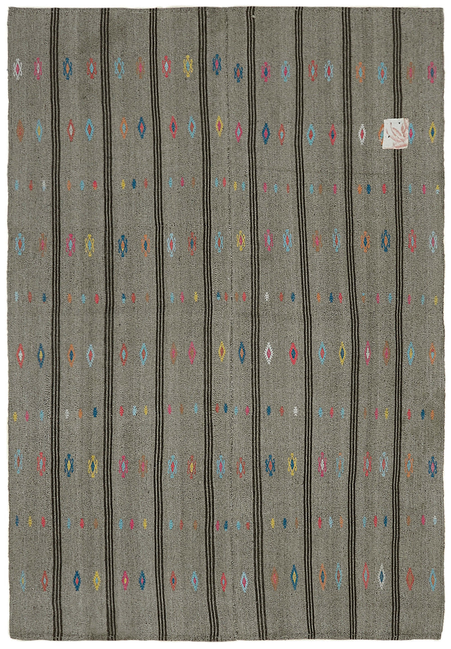 Kadex Geometrik Kilim Gri Etnik Desenli Chaput 205x290 cm 43501