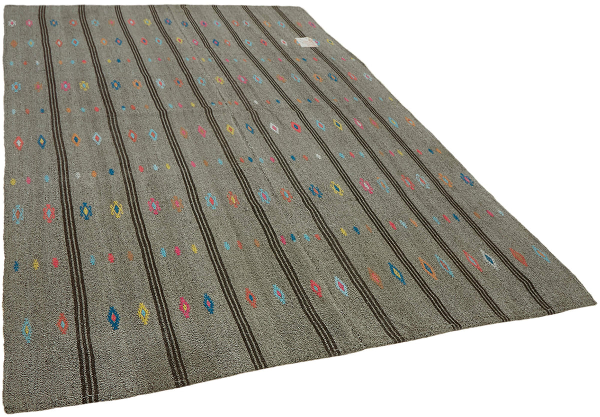 Kadex Geometrik Kilim Gri Etnik Desenli Chaput 205x290 cm 43501 – genel görünüm