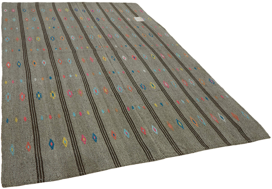 Kadex Geometrik Kilim Gri Etnik Desenli Chaput 205x290 cm 43501 – genel görünüm