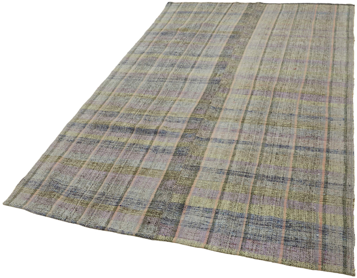 Kadex Çizgili Desenli Gri Pembe Modern Kilim 164x265 cm 43502 – doku yakın çekim