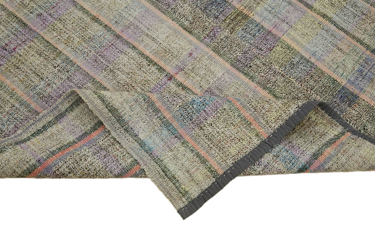 Kadex Çizgili Desenli Gri Pembe Modern Kilim 164x265 cm 43502 – kenar detayı