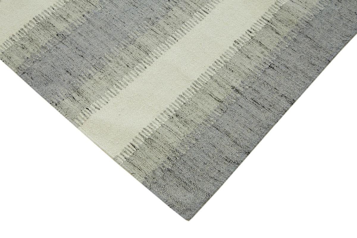 Velmo Açık Gri Çizgili Yün ve Pamuk Dokuma Modern Halı 275x366 cm 43511 – detay görünümü