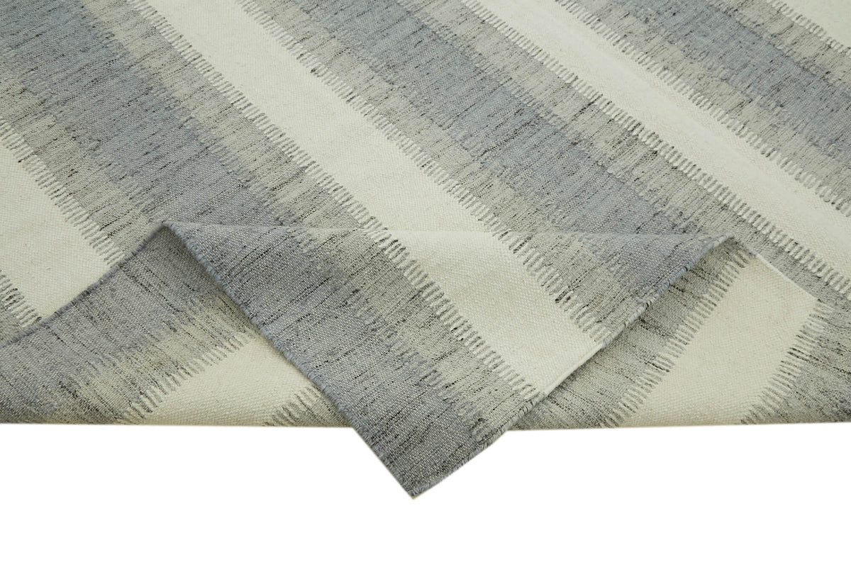 Velmo Açık Gri Çizgili Yün ve Pamuk Dokuma Modern Halı 275x366 cm 43511 – kenar detayı