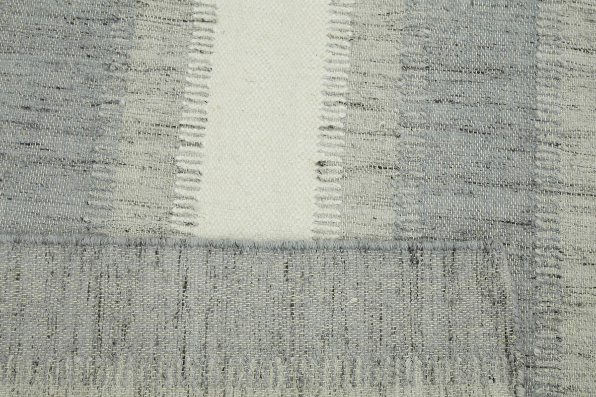 Velmo Açık Gri Çizgili Yün ve Pamuk Dokuma Modern Halı 275x366 cm 43511 – arka yüz görünümü