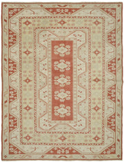 Kavale Bej Kırmızı Geometrik Etnik El Dokuma Halı 211x268 cm