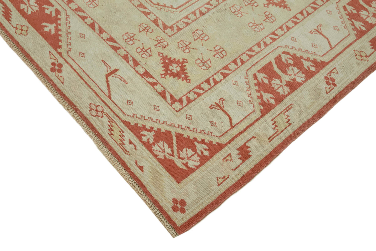 Kavale Bej Kırmızı Geometrik Etnik El Dokuma Halı 211x268 cm – detay görünümü