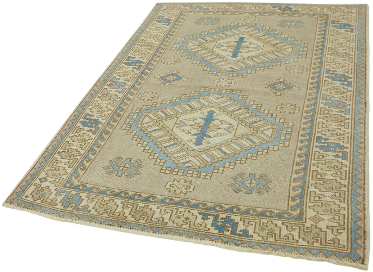 Kavale Anadolu Dokuma Açık Mavi Geometrik Desenli Halı 148x200 cm – doku yakın çekim