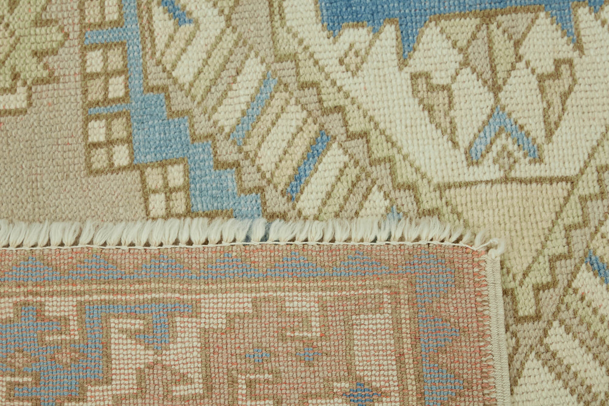 Kavale Anadolu Dokuma Açık Mavi Geometrik Desenli Halı 148x200 cm – kenar detayı