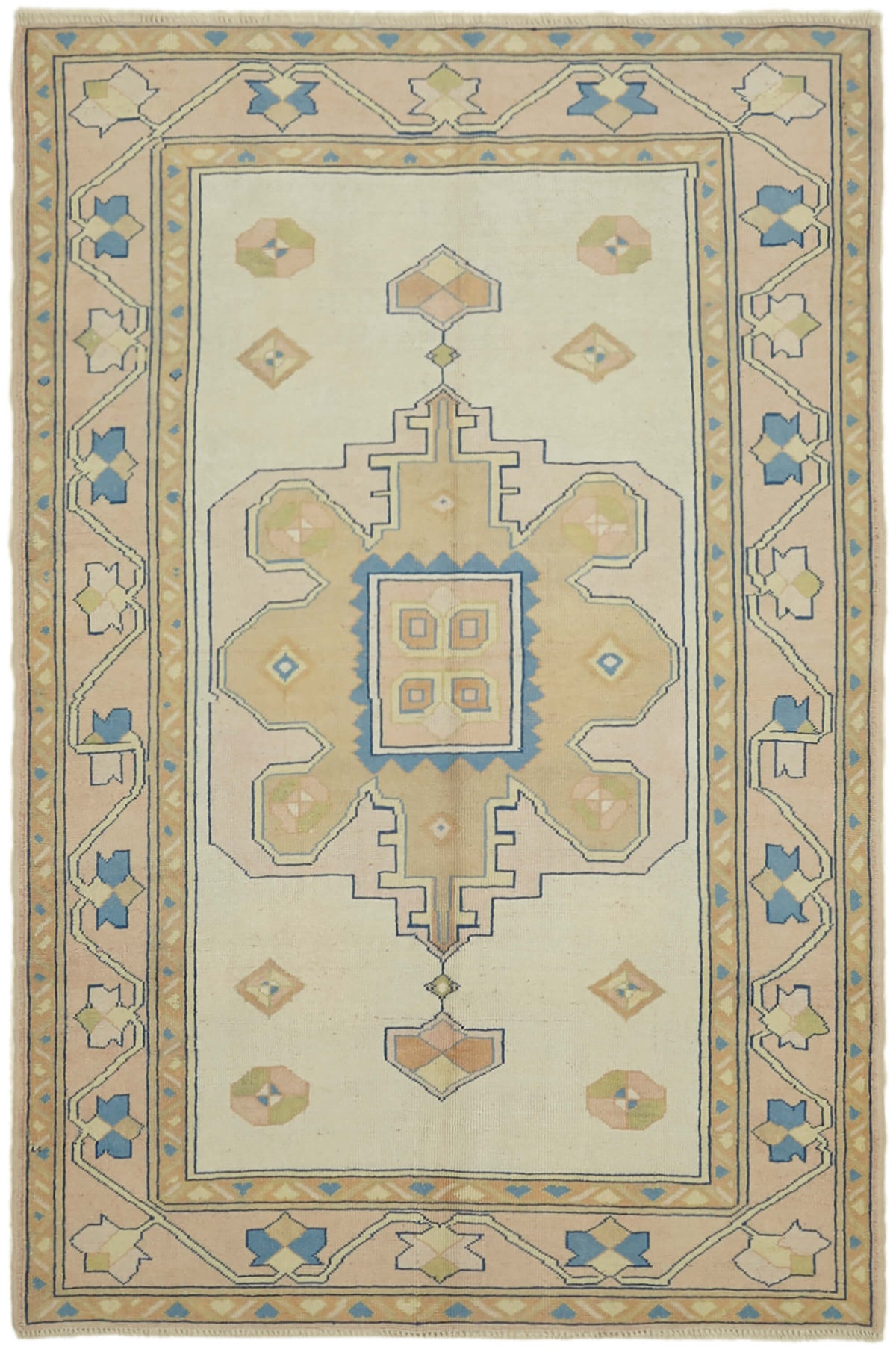 Kavale Krem Bej Halı Madalyon Göbekli Vintage 159x239 cm